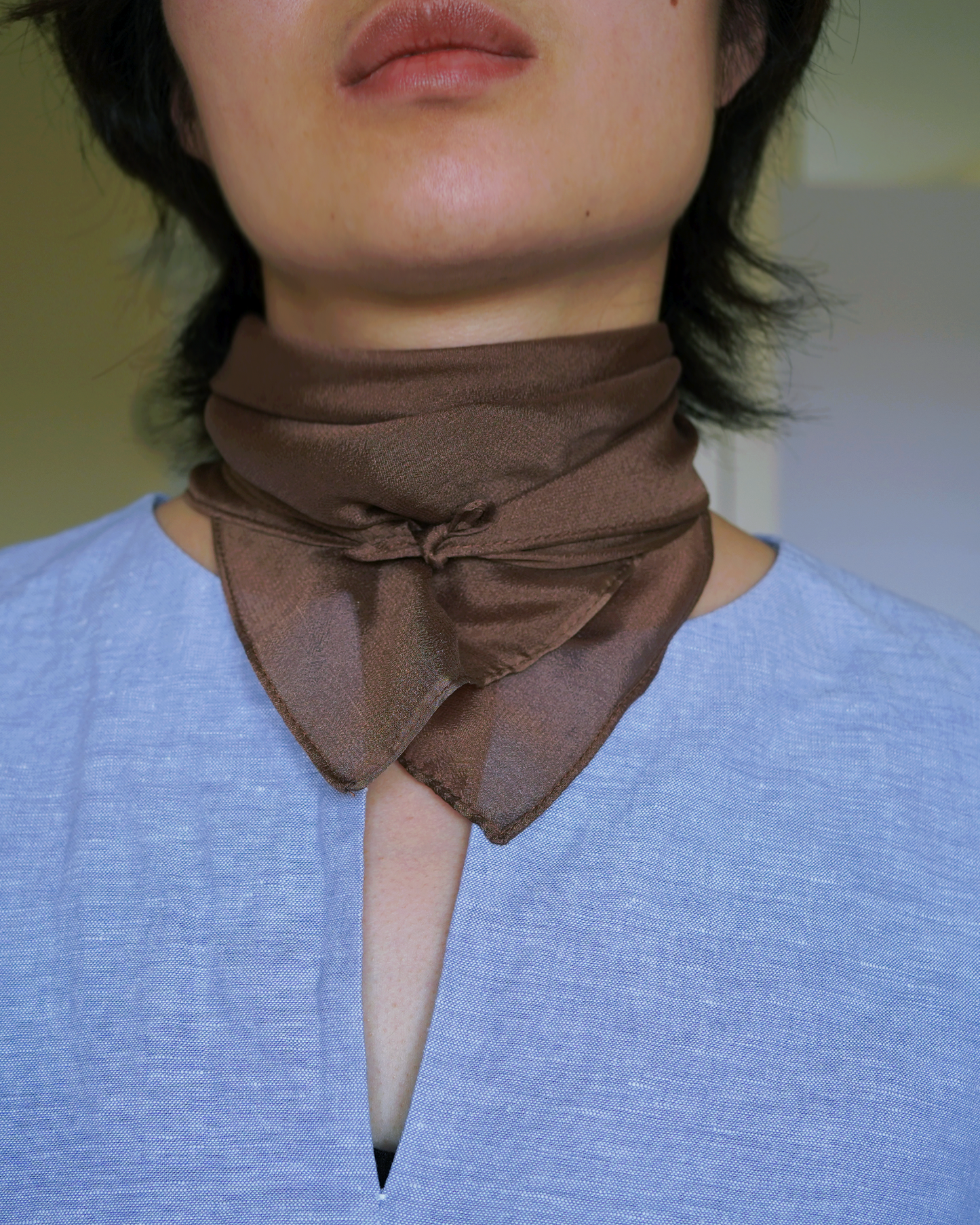 Sheer Silk Neckerchief Scarf | Toffee
