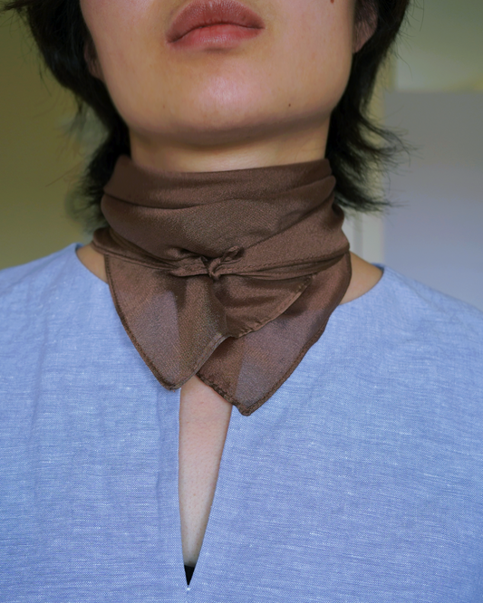 Sheer Silk Neckerchief Scarf | Toffee