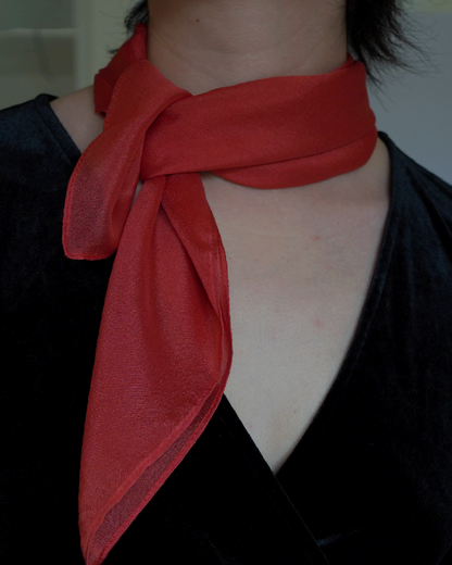 Sheer Silk Neckerchief Scarf | Ruby